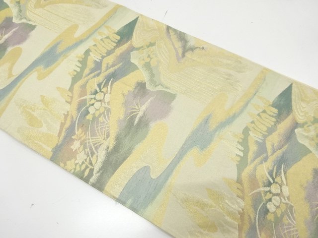 JAPANESE KIMONO / ANTIQUE FUKURO OBI / SILK / WOVEN WATERFALL